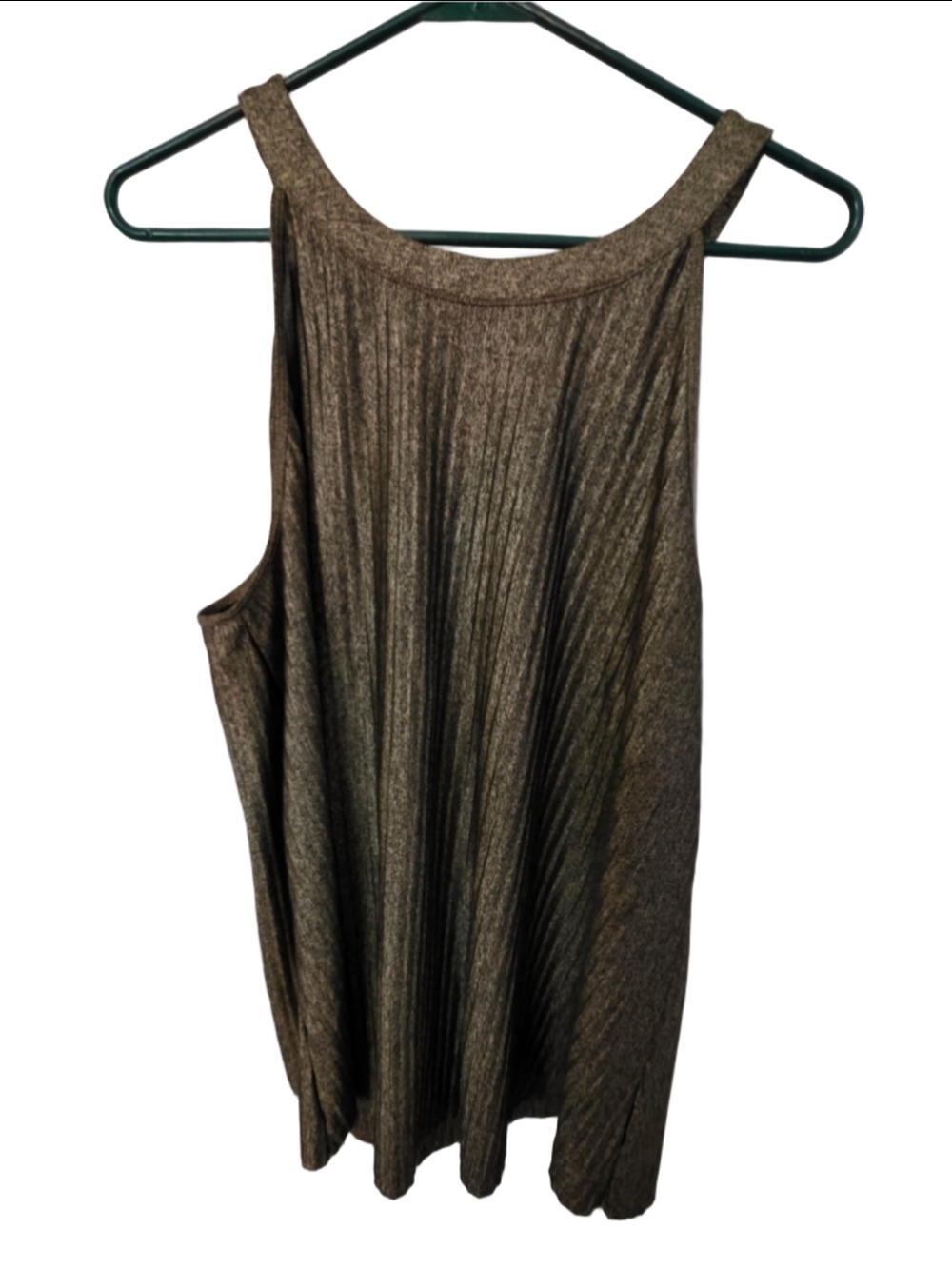 Women's Torrid Tank Top Plus 2X Bronze Metallic Pleated Sleeveless Shirt chic